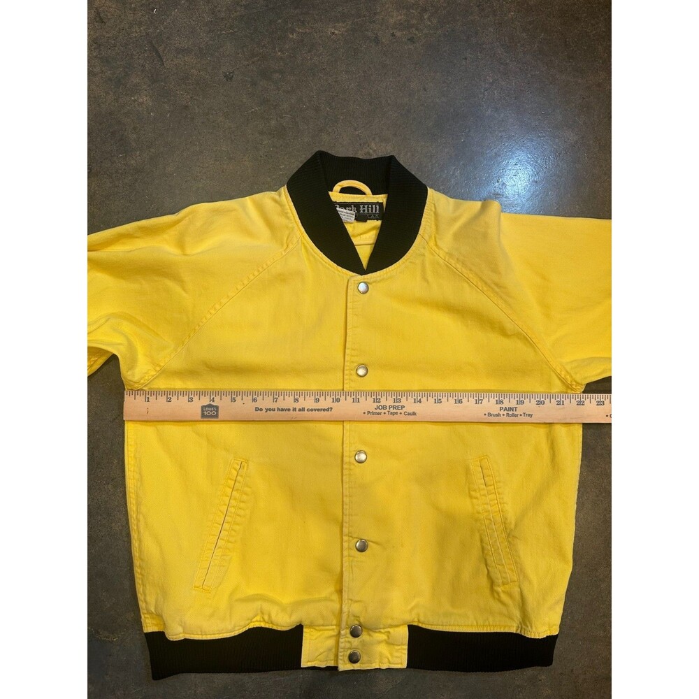 Vintage Yellow Bomber Jacket Large Snap Varsity Style Jacket Park Hill Mens - Picture 3 of 8